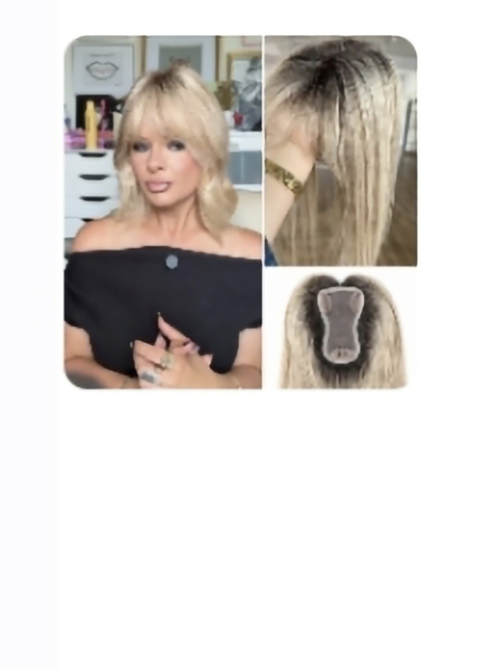 Blonde Clip-In Hair Topper with Natural Roots - Lightweight Volume